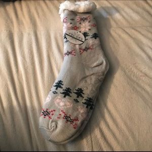 Light Grey Yelete Sherpa Lined Slipper Socks